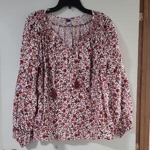 Floral Peasant Blouse in Rose Multi